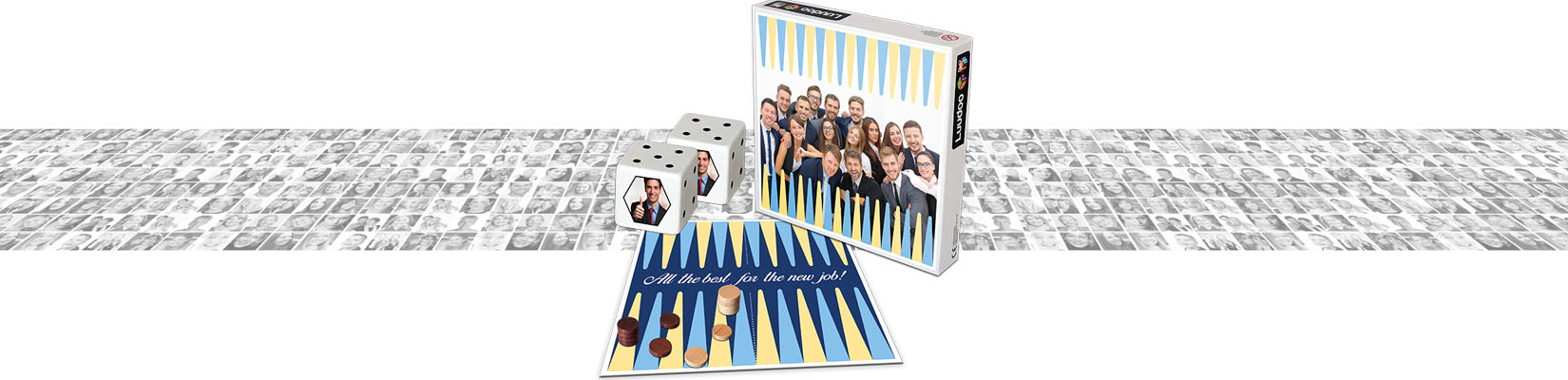 Say goodbye to a workmate in style by designing an individual backgammon sporting all former colleagues