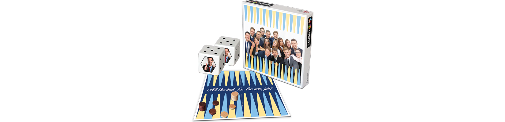 Say goodbye to a workmate in style by designing an individual backgammon sporting all former colleagues