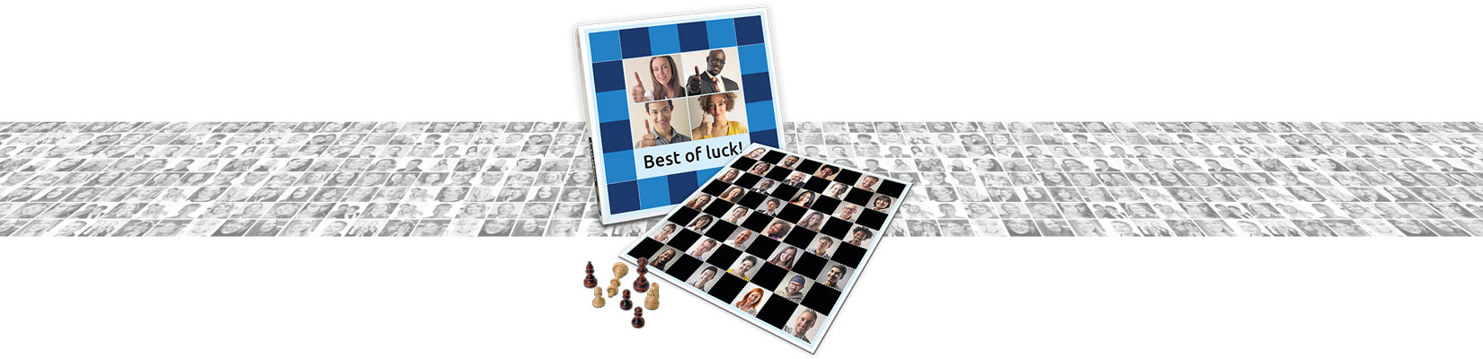 LUUDOO's customised chess makes for a great leaving gift when needing to place lots of pictures of workmates