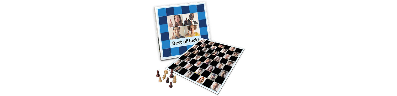 LUUDOO's customised chess makes for a great leaving gift when needing to place lots of pictures of workmates
