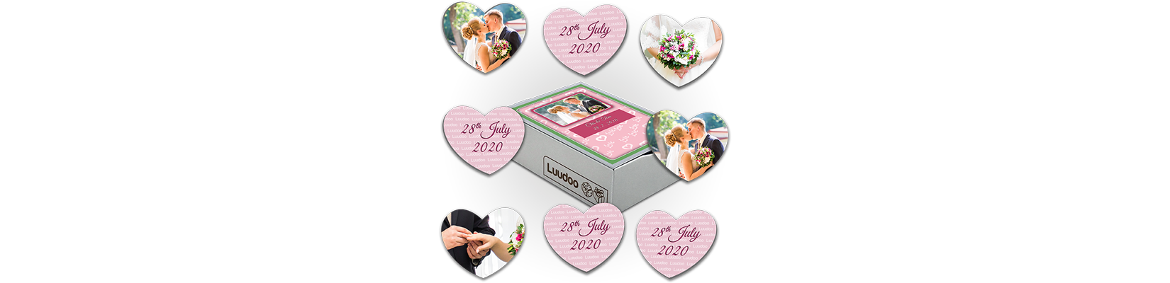 LUUDOO's heart-shaped, custom-printed match games make for great wedding gifts